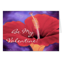 Red Hibiscus I Love You Valentine ... - Customized Card