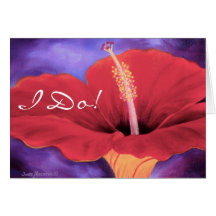 Red Hibiscus I Love You Wedding ... - Customized Card