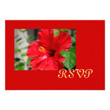 Red Hibiscus RSVP Cards Invitation