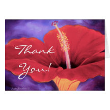 Red Hibiscus Thank You Card Art ... - Customized