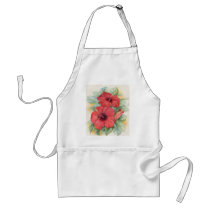 Red Hibiscus Tropical Flower Painting - Multi Apron