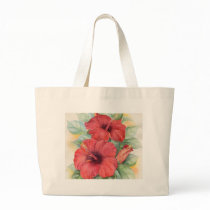 Red Hibiscus Tropical Flower Painting - Multi Canvas Bag