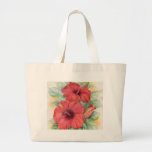 Red Hibiscus Tropical Flower Painting - Multi Canvas Bag