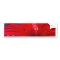 Red Hibiscus Tropical Flower Painting - Multi Bumper Sticker
