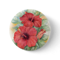Red Hibiscus Tropical Flower Painting - Multi