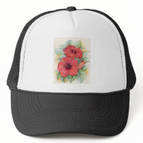 Red Hibiscus Tropical Flower Painting - Multi