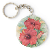 Red Hibiscus Tropical Flower Painting - Multi