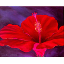 Red Hibiscus Tropical Flower Painting - Multi Acrylic Cut Out