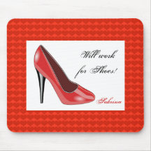 Red High Heel and Hearts Mouse Pad