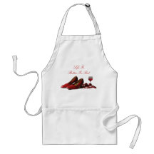 Red High Heel Shoes and Red Wine Apron