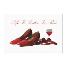 Red High Heel Shoes and Red Wine Gallery Wrap Canvas