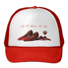 Red High Heel Shoes and Red Wine Hats