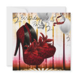 Red High Heel Shoes Disco Birthday Party invitations