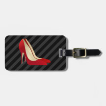 red high heel shoes luggage tag