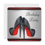 Red High Heel  Shoes Red Black Birthday Party Custom Announcement