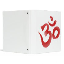 Red Hindu Symbol Om Aum Devanagari Calligraphy 3 Ring Binder