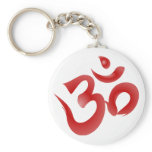 Red Hindu Symbol Om Aum Devanagari Calligraphy Key Chains