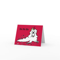 Red Ho Ho Ho Cartoon Slug Escargot Christmas Card