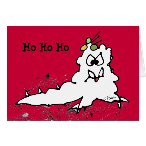 Red Ho Ho Ho Cartoon Slug Escargot Christmas Card