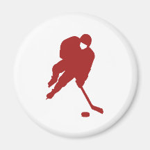 RED HOCKEY PLAYER FRIDGE MAGNETS