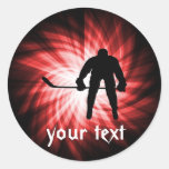 Red Hockey Round Stickers