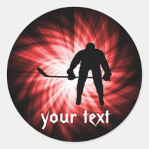 Red Hockey Round Stickers