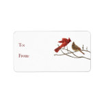 Red Holiday Cardinal Birds Gift Tag Personalized Address Labels