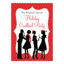 Red Holiday Cocktail Party Custom Invite