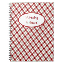 Red Holiday Plaid Custom Notebook