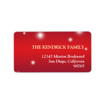 Red holiday snowy white glow dots return address custom address label