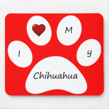 Red I Love My Chihuahua Mouse Pad