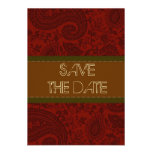 Red Indian Damask Hearts Save the date Personalised Invites