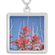 Red Indian Paintbrush Closeup flowers Necklace