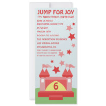 Red Jump for Joy Bounce House Birthday Invitation