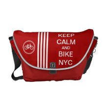 Red KEEP CALM AND BIKE NYC Monogram Racing Stripe Courier Bag