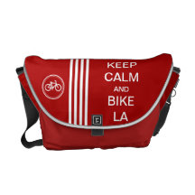 Red KEEP CALM AND BIKE SF Monogram Racing Stripe Messenger Bag