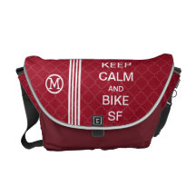 Red KEEP CALM AND BIKE SF Monogram Racing Stripe Messenger Bag