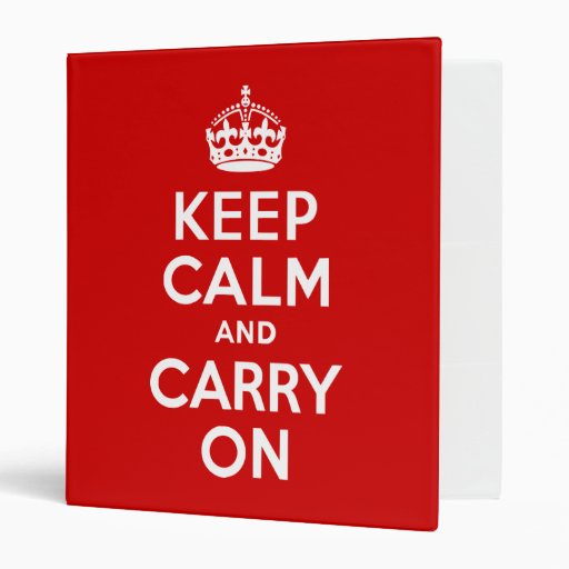 Red Keep Calm and Carry On 3 Ring Binder