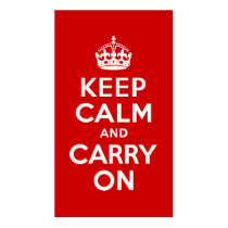 Red Keep Calm and Carry On Business Cards