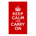 Red Keep Calm and Carry On Business Cards