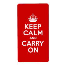 Red Keep Calm and Carry On Personalized Shipping Label