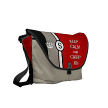 Red KEEP CALM AND CARRY ON Monogram Racing Stripe Courier Bags