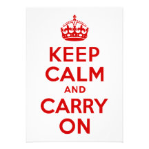 Red Keep Calm and Carry On Personalized Invitation