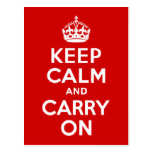 Red Keep Calm and Carry On Postcard