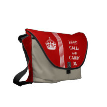 Red KEEP CALM AND CARRY ON Racing Stripe Commuter Bags