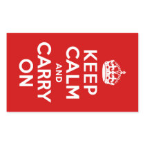 Red Keep Calm and Carry On Rectangular Sticker