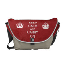 Red & KHAKI KEEP CALM AND CARRY ON Messenger Bag