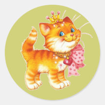 Red Kitten with a Crown Sticker