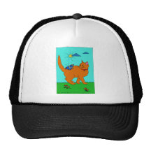 Red Kitty and Butterfly Trucker Hats