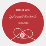 Red Knot + Double Xi Thank You Gift Favours Label Sticker